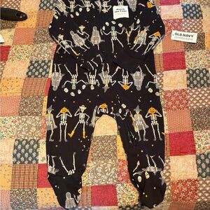 Old Navy Kids Skeleton Print One Piece - Black and Orange